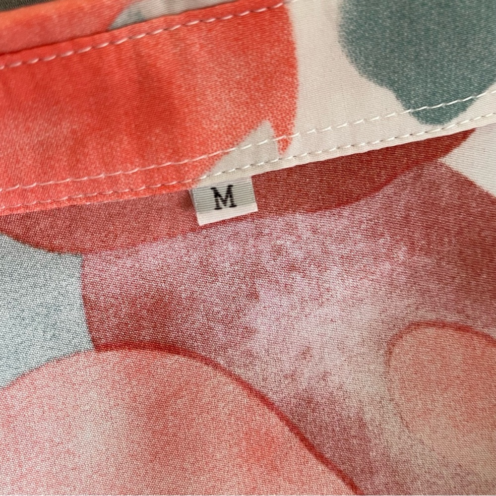 Abstract Red and Blue Button Down Shirt art to wear - Picture 2 of 3